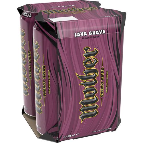 Mother Lava Guava Energy Drink Cans 500mL x 4 pack