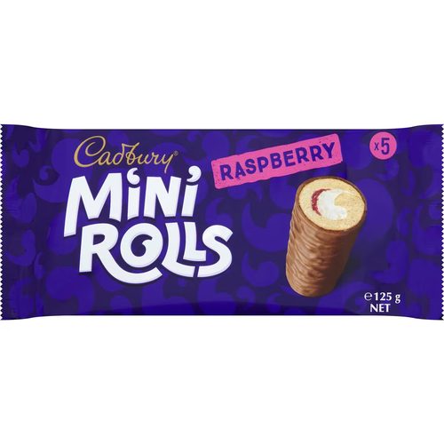 Cadbury Raspberry Mini Rolls 125g 5 pack