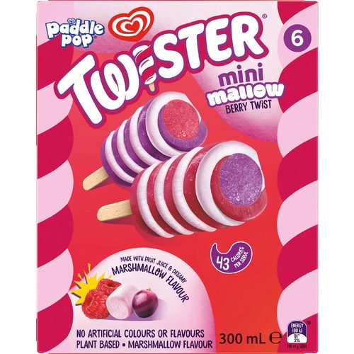 Paddle Pop Twister Mini Mallow Berry Twist 6 pack