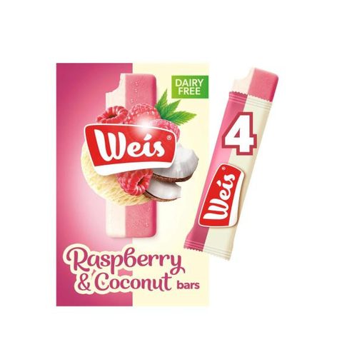 Weis Dairy Free Raspberry & Coconut Frozen Dessert Bars 4 Pack