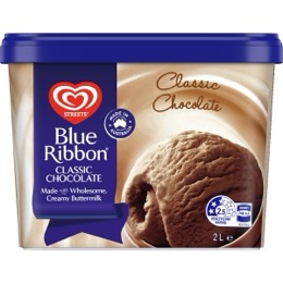 Blue Ribbon Classic Chocolate Tub Fat Ice Cream Dessert Tub 2L