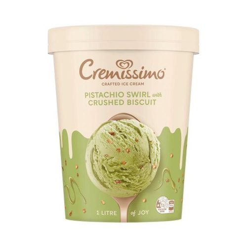 Streets Cremissimo Pistachio Swirl With Crushed Biscuit Ice Cream Tub