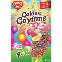Golden Gaytime Streets Birthday Cake Ice Cream Sticks 100mL x 4 pack