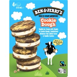 Ben & Jerry's Cookie Dough Mini Ice Cream Sandwiches 4 pack