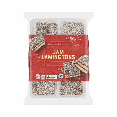 Coles Bakery Jam Lamingtons 6 Pack
