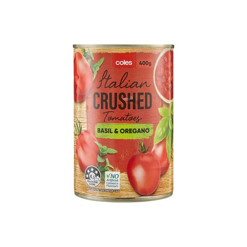 Coles Basil Oregano Crushed Tomatoes