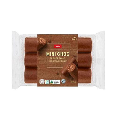 Coles Sponge Roll Mini Choc 6 Pack