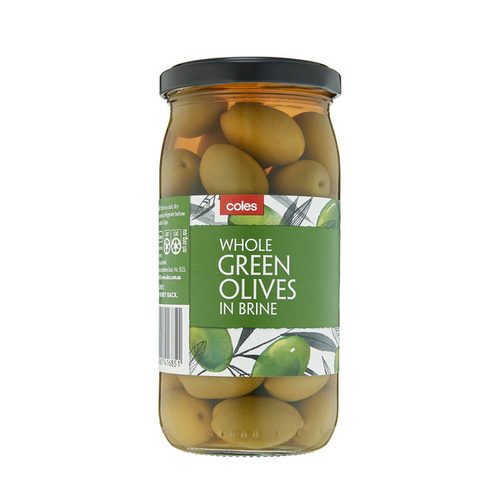 Coles Whole Green Olives in Brine