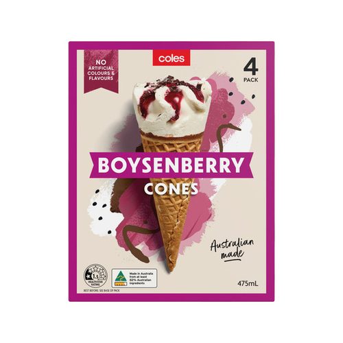 Coles Boysenberry Ice Cream Cones