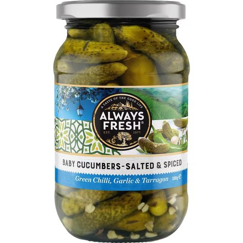 Always Fresh Baby Cucumbers Salted & Spiced 350g
