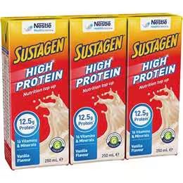 Sustagen High Protein Nutrition Top-Up Vanilla Flavour Ready To Drink 250mL x 3 pack