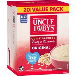 Uncle Tobys Oats Quick Sachets Family Pack Original Porridge 680g