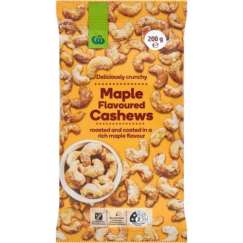 Woolworths Cashews Maple Flavoured 200g