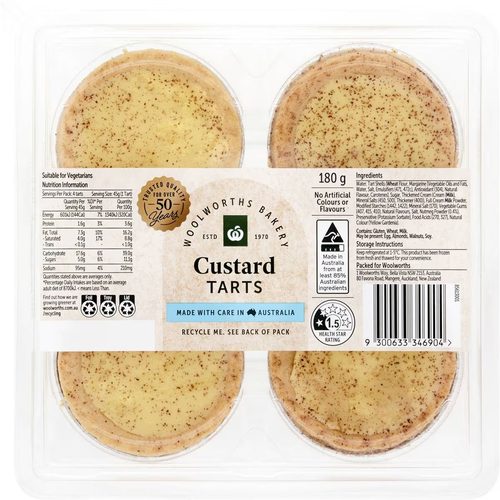 Woolworths Custard Tart 4 pack