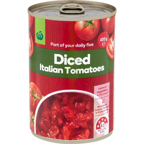 Woolworths Diced Italian Tomatoes 400g