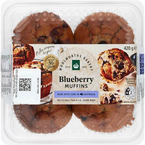 Woolworths Blueberry Muffins 4 pack