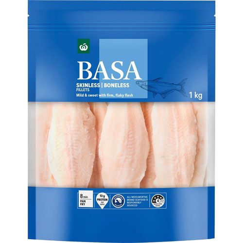 Woolworths Frozen Basa Fillets 1kg