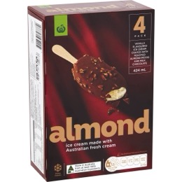 Woolworths Almond Ice Cream Sticks 4 pack
