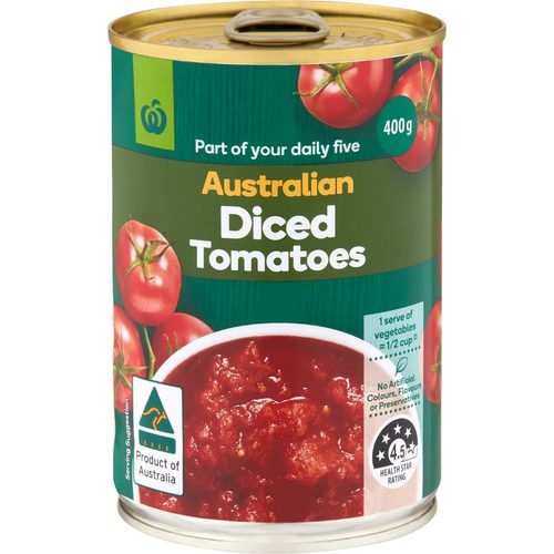 Woolworths Diced Australian Tomatoes 400g