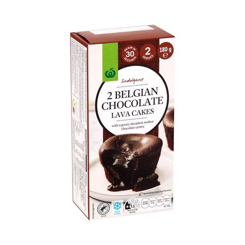 Woolworths Belgian Chocolate Lava Cake 2 Pack 180g