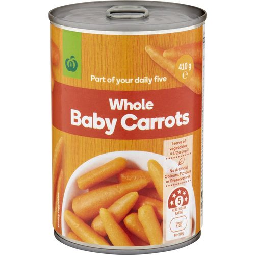 Woolworths Whole Baby Carrots Baby 410g