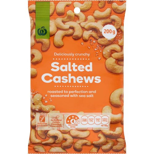 Woolworths Salted Cashews 200g