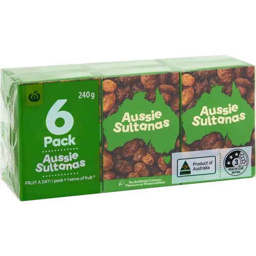 Woolworths Sultanas 6 pack