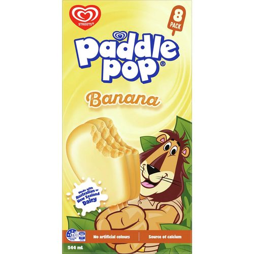 Paddle Pop Banana Frozen Dessert Sticks 8 pack