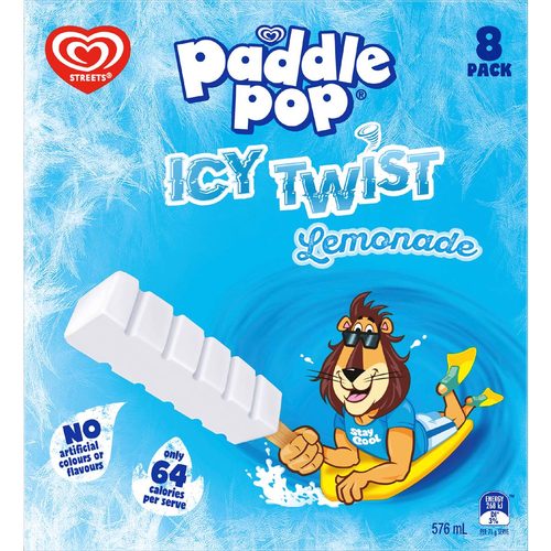 Paddle Pop Icy Twist Lemonade Ice Block Sticks 8 pack