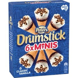 Peters Drumstick Minis Ice Cream Vanilla 6 pack