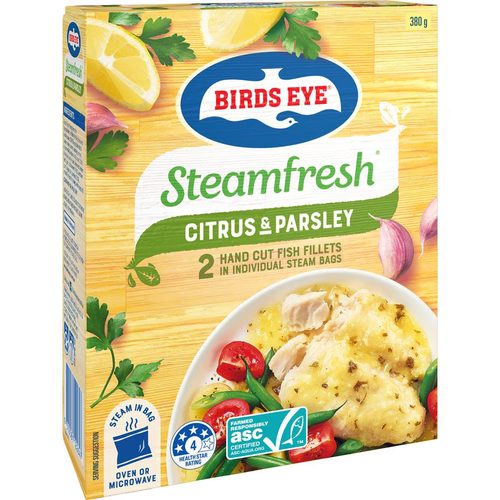 Birds Eye Steamfresh Fish Fillets Citrus & Parsley Sauce 380g