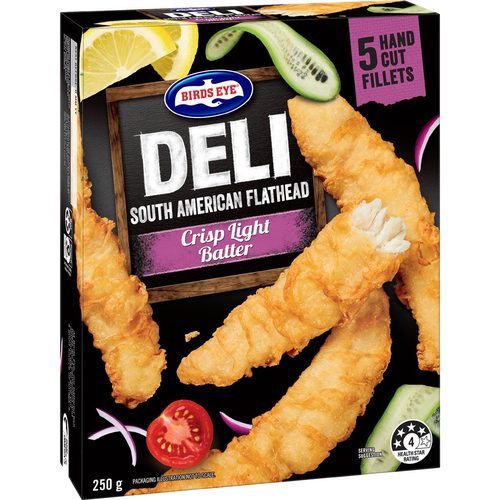 Birds Eye Deli South Atlantic Flathead Fillets Light Batter 250g
