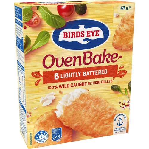 Birds Eye Oven Bake NZ Hoki Battered Fish Fillets 425g