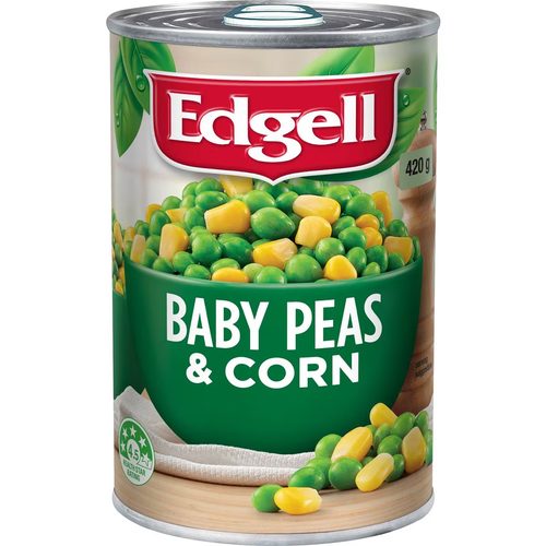Edgell Baby Peas & Corn Baby Peas & Super Sweet Corn 420g