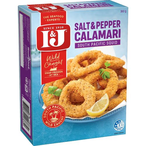 I&J Salt & Pepper Calamari Rings Lightly Crumbed 360g