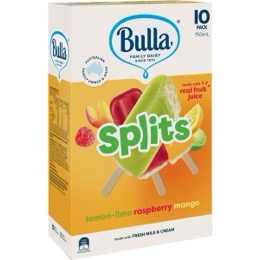 Bulla Splits Raspberry Mango & Lemon Lime 10 pack