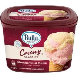 Bulla Creamy Classics Ice Cream Tub Strawberries & Cream 2L