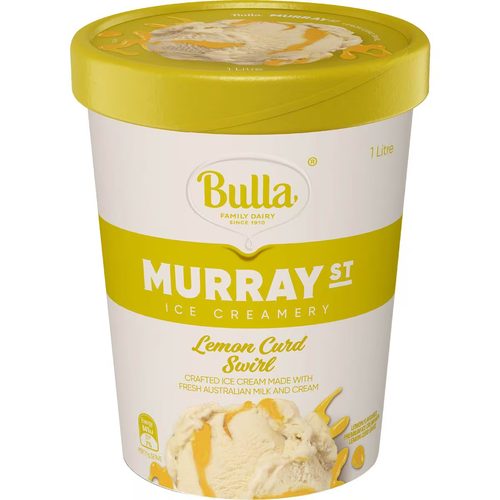 Bulla Murray Street Ice Cream Lemon Curd Swirl Tub 1L