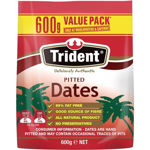 Trident Pitted Dates Pitted 600g
