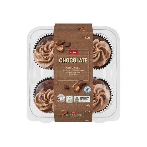 Coles Cupcakes Chocolate 4 Pack