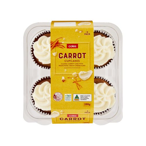 Coles Carrot Cupcakes 4 Pack