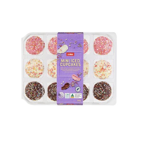 Coles Mini Iced Cupcakes 12 Pack