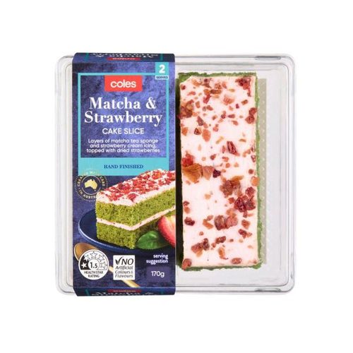 Coles Matcha Strawberry Cake Slice 2 Pack