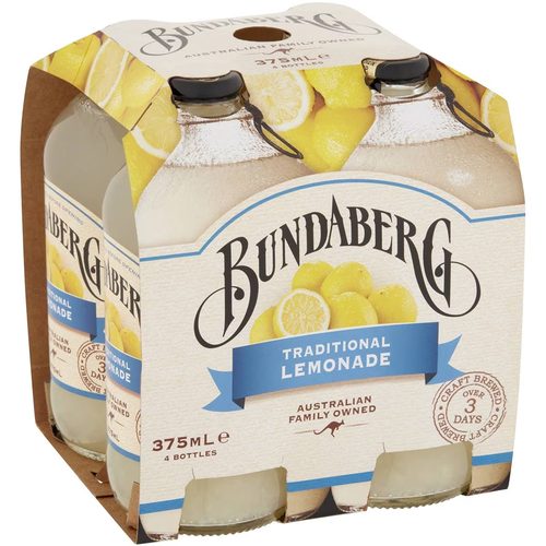 Bundaberg Traditional Lemonade 4X375Ml 375mL x 4 pack