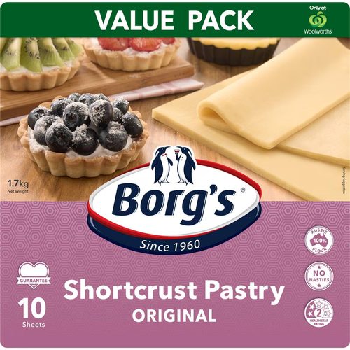Borg's Shortcrust Pastry 10 Sheets 1.7kg