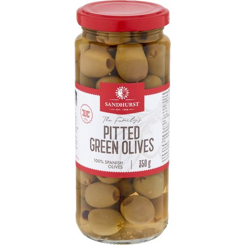Sandhurst Olives Green Pitted 350g