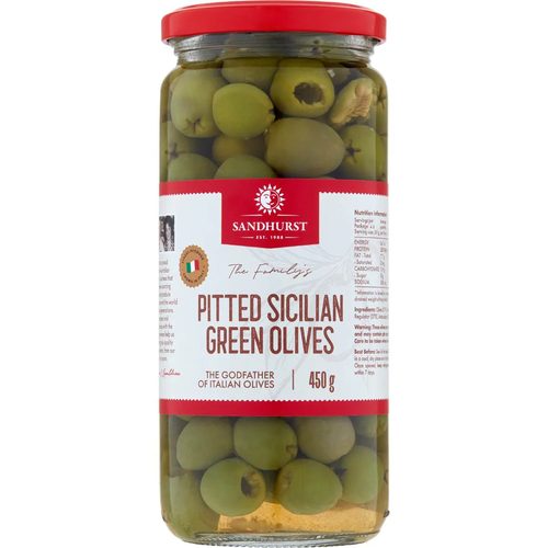 Sandhurst Pitted Sicilian Green Olives 450g