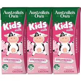 Australia's Own Kid's Milk Strawberry Poppers 200mL x 6 pack