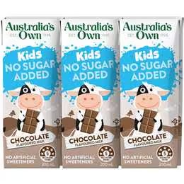 Australia's Own Kids No Sugar Added Milk Poppers Chocolate 200mL x 6 pack