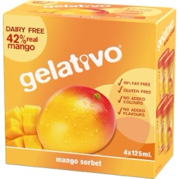 Gelativo Mango Sorbet Cups 125mL x 4 pack